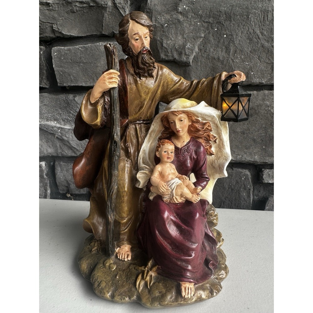 Blessed Holy Family Figurine Decor Light Up - Mary Joseph Baby Jesus Christmas